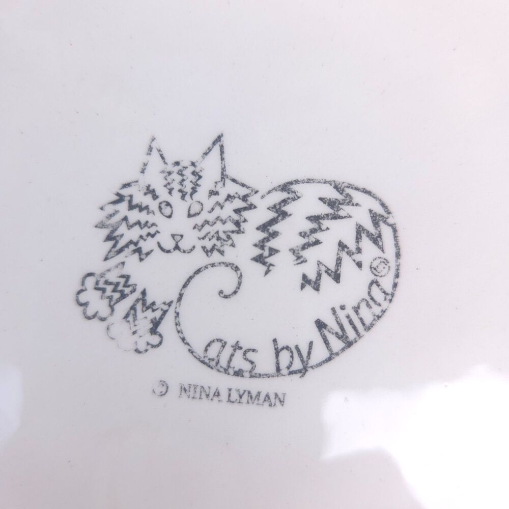 Vintage Cats by Nina Lyman 8” Gray Tabby Cat Face Plate Amber Eyes Ceramic - Picture 6 of 7